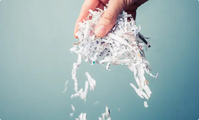 Hand lift shredded paper Hand lift shredded paper